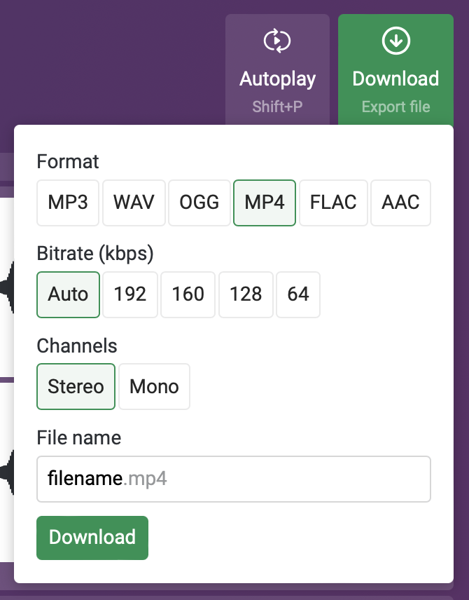 Resulting audio file downloading