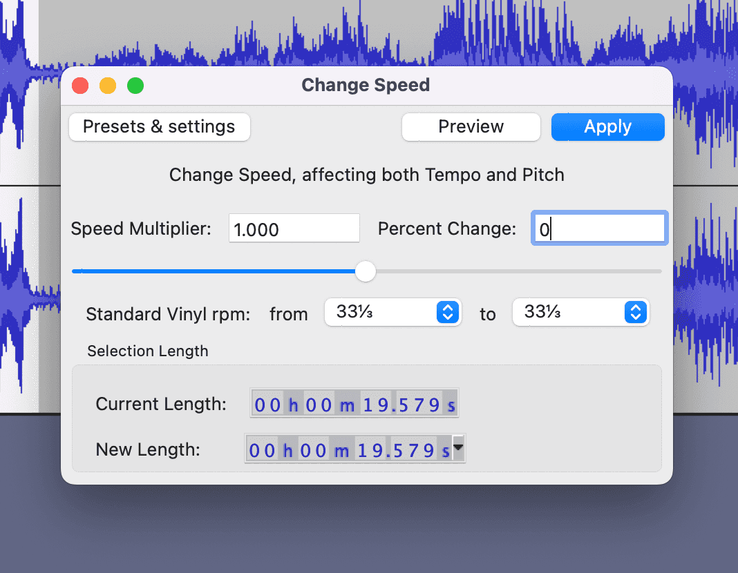 Speeding up sound in Audacity